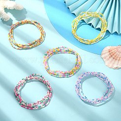 Set di braccialetti elastici con perline di semi di vetro da 5 pezzo&nbsp;BJEW-JB09473