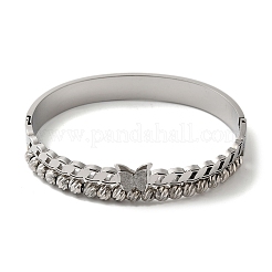 Bracelets à charnière papillon en acier inoxydable 2 ligne pour femmes&nbsp;BJEW-G719-21P