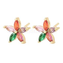 Boucles d'oreilles en laiton avec micro pavé de zircons cubiques pour femmes&nbsp;KK-A305-05G-09