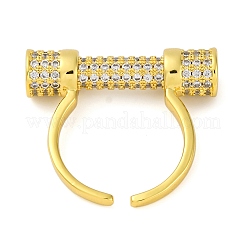 Manschettenringe mit Gestellplattierung aus Messing mit Mikropavé-Zirkonia für Frauen&nbsp;KK-M021-02G-01