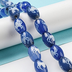 Fili di perline dzi blu in stile tibetano&nbsp;TDZI-NH0001-C04-01