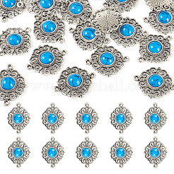 Breloques connecteurs en alliage de style tibétain avec résine imitation turquoise&nbsp;FIND-TAC0035-47AS-07