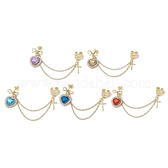 Alliage coeur en strass boucles d'oreille&nbsp;EJEW-JE06241
