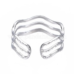 Anello polsino aperto a forma di onda a tripla linea in acciaio inossidabile 304 anti-ossidazione&nbsp;LS-RJEW-T023-02P
