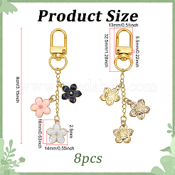 8 x Schlüsselanhänger mit Blumen-Emaille-Anhänger aus Legierung&nbsp;KEYC-PH01569