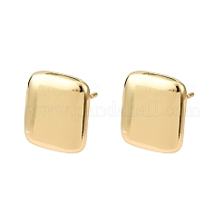 Orecchini a bottone rettangolari in ottone&nbsp;EJEW-L277-01G