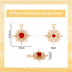 16 pz 2 colori in ottone micro pavé di ciondoli con zirconi cubici&nbsp;KK-DC0003-35