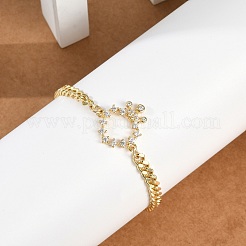 Micro ottone spianare Braccialetti di collegamento zirconi&nbsp;BJEW-M050-06G-01