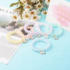 Bead in Bead transparentes Acryl-Kürbisperlen Stretch-Armband für Kinder&nbsp;BJEW-JB06593