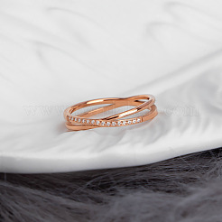 Fingerringe aus 304 Edelstahl mit Mikropflaster und klaren Zirkonia für Damen&nbsp;FS-WG1B662-03