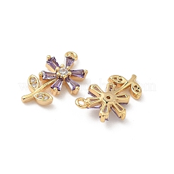 Pendentifs avec zircon cubiques à micro-pavés en laiton&nbsp;KK-C099-02G-01