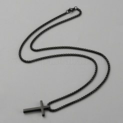Halskette mit Kreuzanhänger aus Edelstahl und Panzerketten&nbsp;NJEW-WH0016-48EB