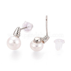 Ohrstecker aus Messing und Naturperlen&nbsp;PEAR-N020-WX12