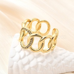 Anelli per polsini da donna in ottone con micro pavé di zirconi cubici&nbsp;RJEW-F184-16G