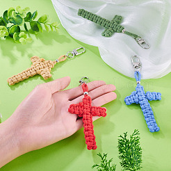 4 pendentif décoratif en fils de coton croisés&nbsp;HJEW-TA00404