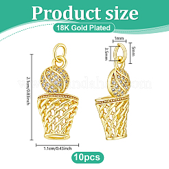 Ciondoli in ottone con micro pavé di zirconi trasparenti da 10 pezzo&nbsp;KK-PH0015-33