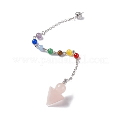 Natürlicher Rosenquarzkegel Wünschelrutenpendelanhänger&nbsp;G-G983-04P-02