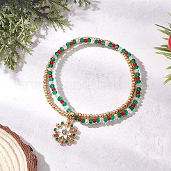 Perline di vetro natalizie e braccialetti multistrato con perline di vetro&nbsp;BJEW-MZ00240-01