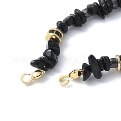 Messing schwarze Zirkonia Scheibe und natürliche Obsidian Chip Perlen Armband machen&nbsp;KK-F892-18G
