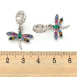 Gestell-Plating-Legierung pflastern bunte Strass-Insekten europäischen baumeln Charme&nbsp;FIND-B034-14P-02