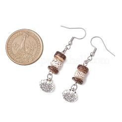 Orecchini pendenti in cocco naturale bodhi e lega&nbsp;EJEW-JE06173-01