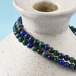 Natürliche Armbänder mit runden Perlenperlen aus Chrysokoll und Lapislazuli&nbsp;X-BJEW-L594-B04