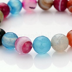Facettierte natürliche Achat runde Perlen Kinder dehnen Armbänder&nbsp;BJEW-JB01910
