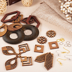 DIY-Set für hohle Geometrie-Ohrhänger aus Walnussholz&nbsp;DIY-TA0009-18