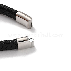 Geflochtene Armbänder aus schwarzem PU-Leder für Herren&nbsp;BJEW-K243-36AS
