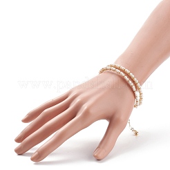 Offener Manschettenarmreif mit Muschelperle und Blume&nbsp;BJEW-TA00118