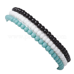 3 Stück Stretch-Armband-Set aus Glasperlen in 3 Farben für Damen&nbsp;BJEW-JB11373-01