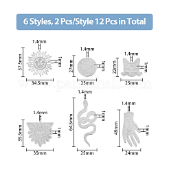 12 pz 6 stili 201 pendenti in acciaio inossidabile&nbsp;STAS-DC0013-90