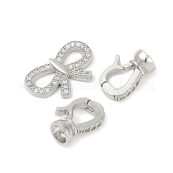 Micro pavé di ottone trasparente cubic zirconia piegato su fermagli&nbsp;KK-H202-21P