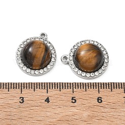 Anhänger aus 304 Edelstahl und natürlichem Tigerauge&nbsp;SA-CBA11D7-04P