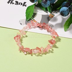 Bracelets extensibles en perles de verre de quartz cerise&nbsp;BJEW-JB05765-02