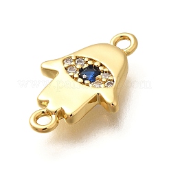 Breloques connecteurs en laiton micro pavé avec zircone cubique transparente et bleue&nbsp;KK-Q043-10G