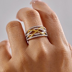 Fingerringe aus Messing mit Mikropavé-Kubikzirkonia für Damen&nbsp;RJEW-Z146-01GP