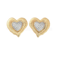 Latón micro pave aretes de circonita cúbica transparente&nbsp;EJEW-C134-01G