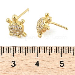 Orecchini a bottone in ottone con zirconi chiari e micro pavè&nbsp;EJEW-R016-26G-03