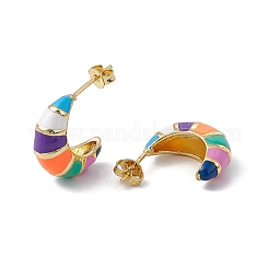 Pendientes de latón con esmalte de colores para mujer.&nbsp;EJEW-M213-30G