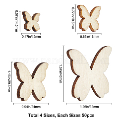 200 cabochon en bois naturel de 4 styles&nbsp;WOOD-GF0001-62