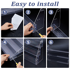 3-stufiger Organizer-Displayhalter aus Acryl und PVC für Postkarten und Broschen&nbsp;ODIS-WH0108-041A