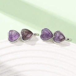 Valentinstag-Herzohrstecker aus natürlichem Amethyst&nbsp;EJEW-T053-01P-09