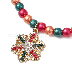 3 pcs 3 styles thème de Noël acrylique imitation perle et alliage émail extensible bracelets à breloques ensembles pour femmes&nbsp;BJEW-JB11200