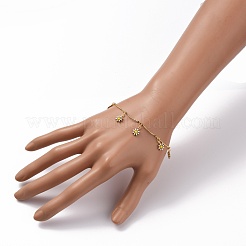 Bracciali in ottone smaltato con ciondoli a fiore&nbsp;BJEW-JB05783