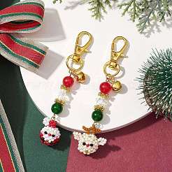 Decorazioni pendenti con perline di vetro fatte a mano con Babbo Natale e cervi&nbsp;HJEW-MZ00068