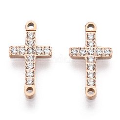 Ciondoli con connettore in zirconia cubica trasparente in acciaio inossidabile chirurgico 316&nbsp;STAS-ZX042-22RG
