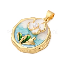 Pendentifs en laiton émaillé en forme de fleur&nbsp;KK-D390-17G-01