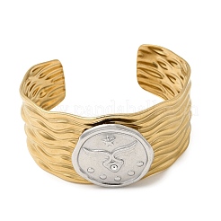 Bracelets manchettes en acier inoxydable 304 martelé pour femmes&nbsp;BJEW-Z177-01GP-02