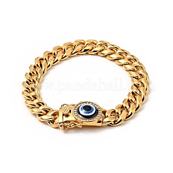 Pulsera de cadena de eslabones de acero inoxidable 304 con baño de iones (IP) y cristales de imitación.&nbsp;BJEW-E009-05G-01